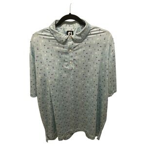 Footjoy Polo Shirt Mens XL Drinks Flags All Over Print Performance Stretch FJ